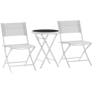 Glass White Bistro Top Folding Act fast Outsunny Protecting With Table Set, 2 Pieces Exclusive discounts Chairs Outdoor 3 And Feet,