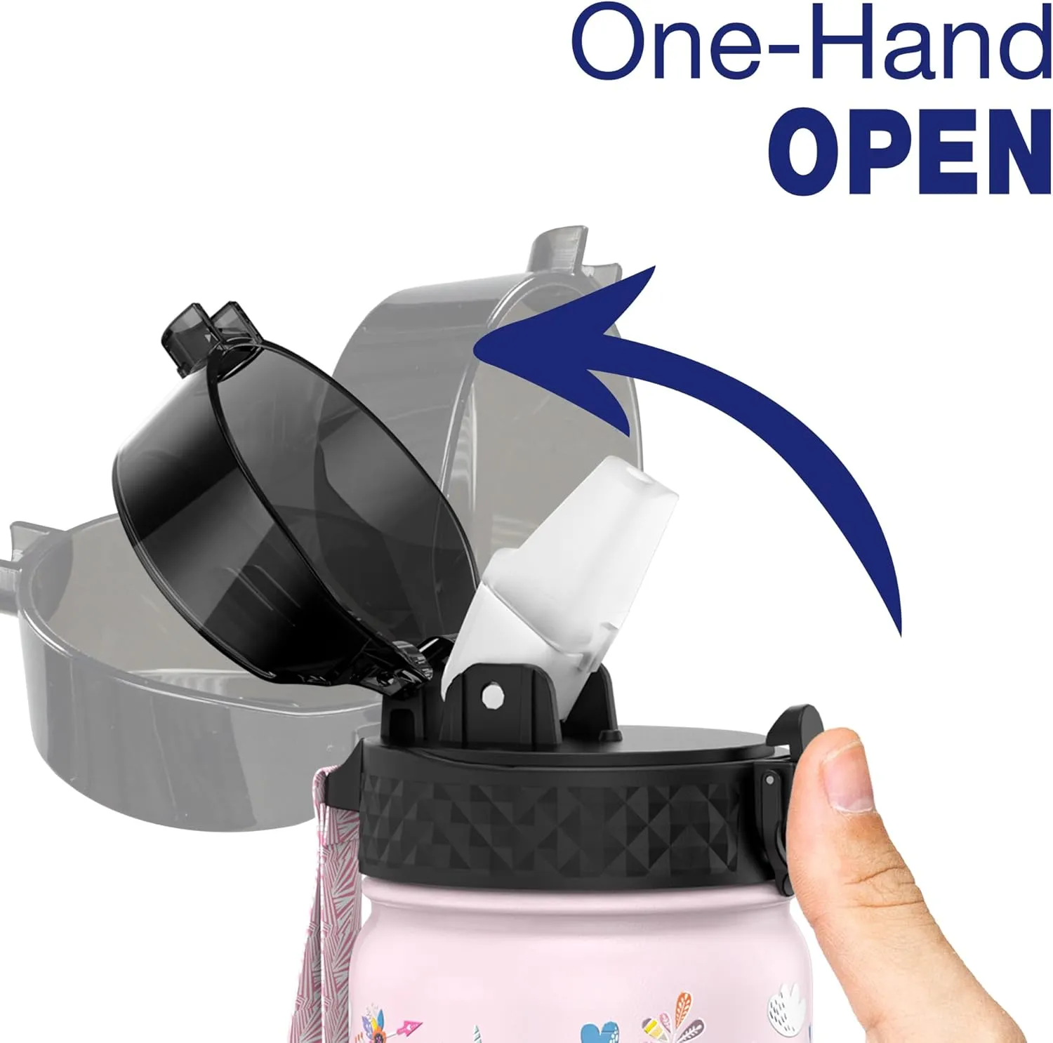 GOPPUS Kids Water Bottle (Straw Lid) - 18 Oz Stainless Steel Travel Bottle, Double Wall Vacuum Leak Proof Kids Cup for School Boys Girls,Unicorn Fields