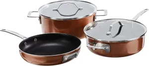 Gotham Steel Stackable Pots and Pans Set – Stackmaster 5 Piece Cookware Set with Ultra Nonstick Cast Texture Ceramic Coating, Saves 30% Space, Sauce Pans, Stock Pots, Skillets & More –Dishwasher Safe