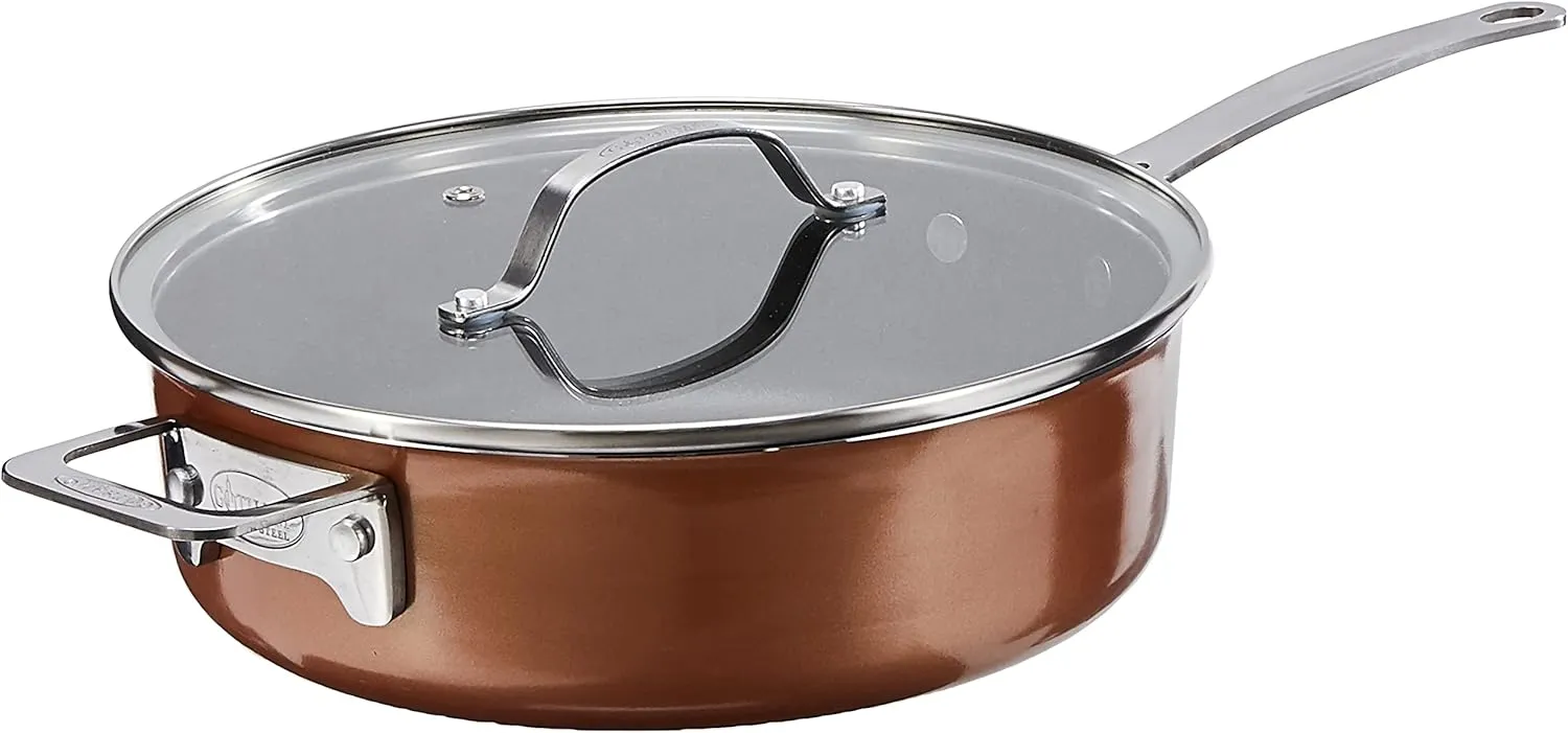 Gotham Steel Stackable Pots and Pans Set – Stackmaster 5 Piece Cookware Set with Ultra Nonstick Cast Texture Ceramic Coating, Saves 30% Space, Sauce Pans, Stock Pots, Skillets & More –Dishwasher Safe