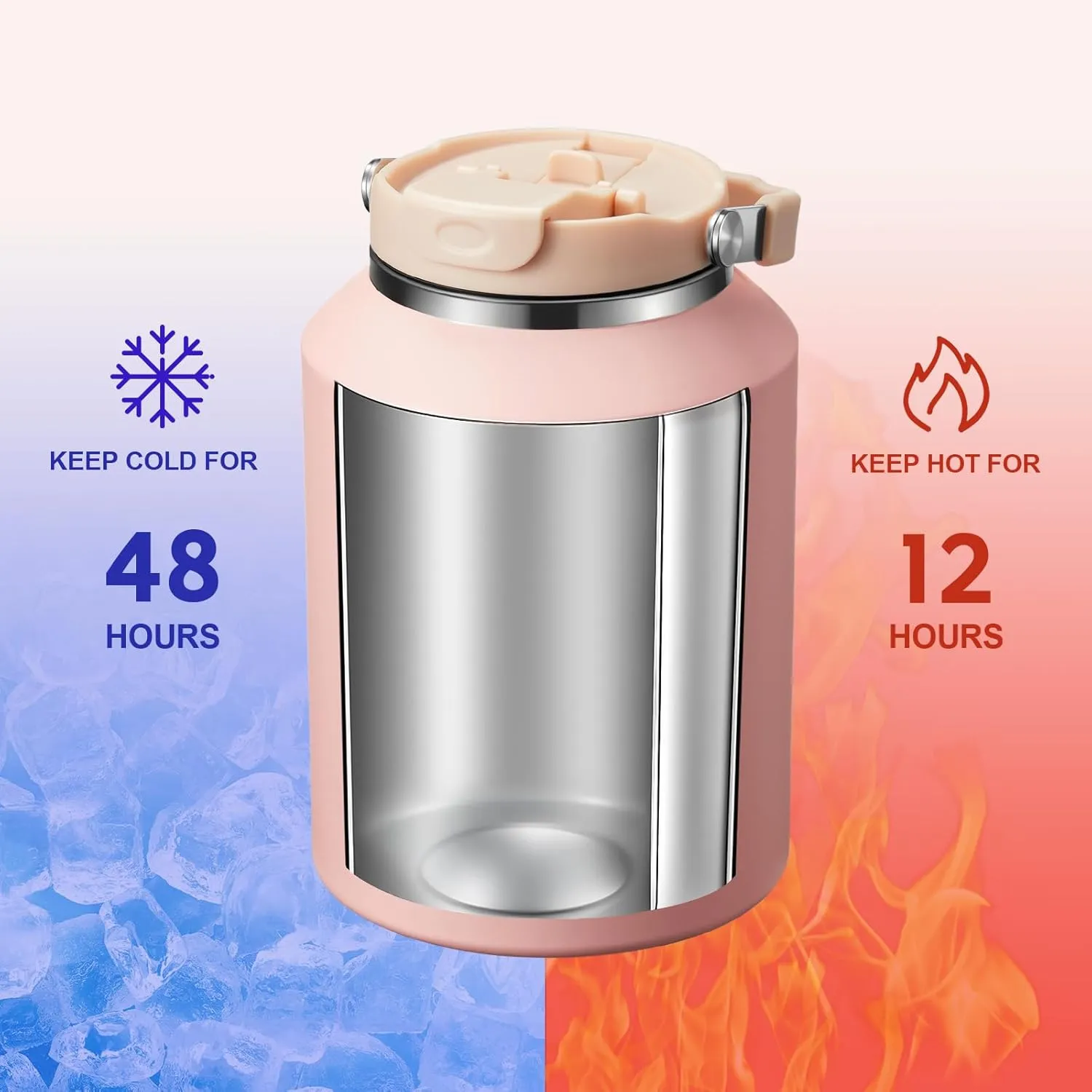 Gpeng 40 oz Tumbler with Handle, Water Bottles with Straw Lid, Insulated Stainless Steel Travel Mug Cup Holder Friendly, Keep Drinks Cold or Hot for 48  Hours