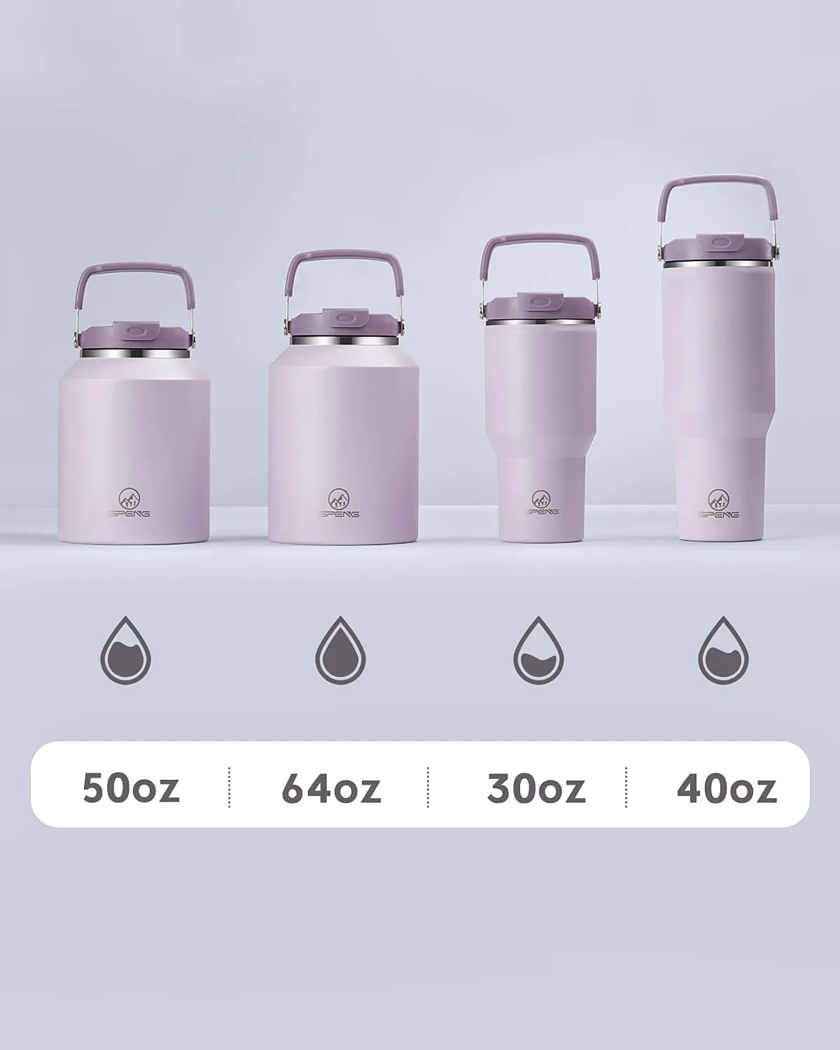 Gpeng 40 oz Tumbler with Handle, Water Bottles with Straw Lid, Insulated Stainless Steel Travel Mug Cup Holder Friendly, Keep Drinks Cold or Hot for 48  Hours