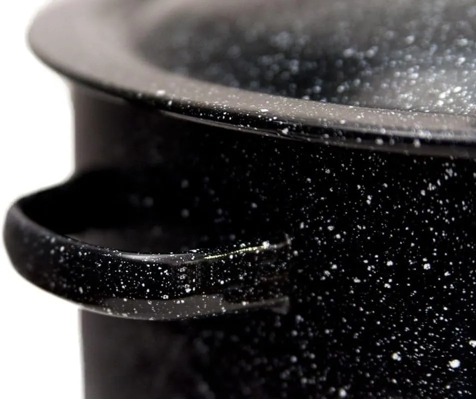 Granite Ware 12-Quart Stockpot, Large Capacity for Soups, Stews, Pasta - Durable Graniteware with Non-Stick Surface for Easy Cleaning - Chip-Resistant & Even Heat Distribution (Speckled Black)