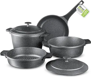 Granitestone 12 Pc Pots and Pans Set Non Stick, Nesting Dutch Oven Pots Set with Lid   Removeable Silicone Handles, Induction Cookware Sets for Kitchen, Dishwasher and Oven Safe