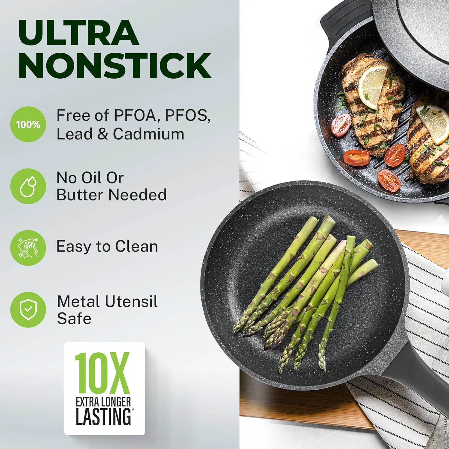 Granitestone 12 Pc Pots and Pans Set Non Stick, Nesting Dutch Oven Pots Set with Lid   Removeable Silicone Handles, Induction Cookware Sets for Kitchen, Dishwasher and Oven Safe