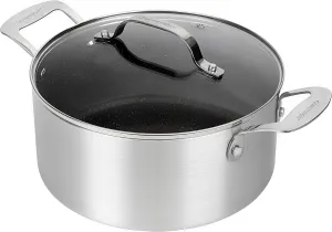 Granitestone 5 Quart Stock Pot Nonstick Coating hard anodized Pasta Pot Stock Pot with Tempered Glass Lid -100% PFOA Free-Dishwasher & Oven Induction Safe