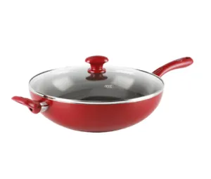 Greenchef 32cm Ceramic Non-stick Covered Wok - Diamond Red