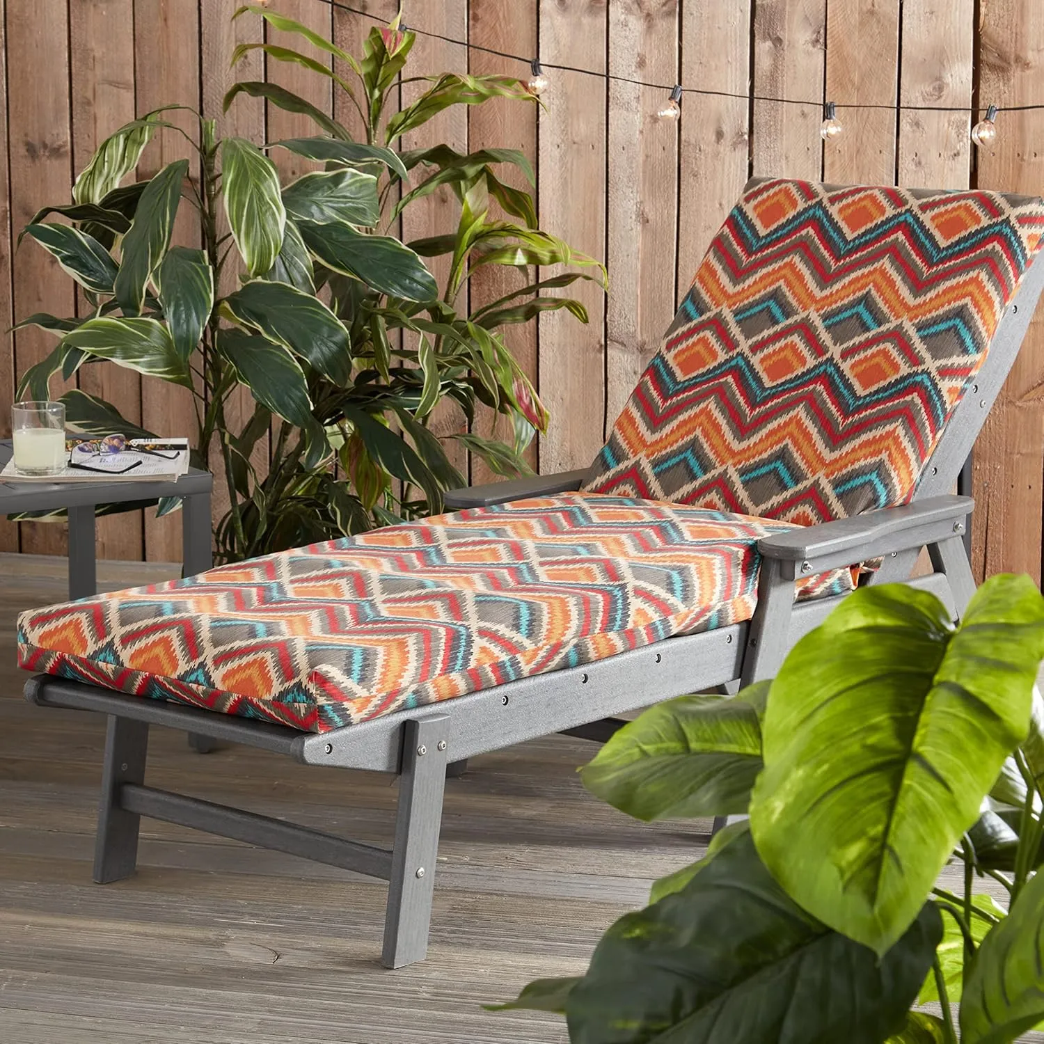 Greendale Home Fashions Outdoor Reversible Chaise Lounge Chair Cushion, Aztec