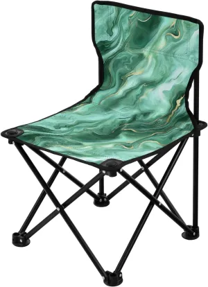 Greenish-Gold Marble Collapsible Portable Chairs for Adults Ultralight Beach Chair Backpack with Carrying Bag Lawn Chairs for Adults Heavy Duty for Hiking Fishing