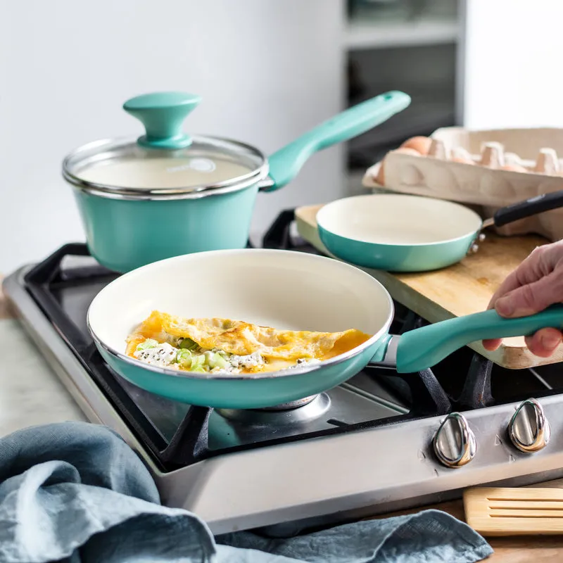 GreenPan Rio Ceramic Coated Aluminum Fry Pan 7 in. Turquoise