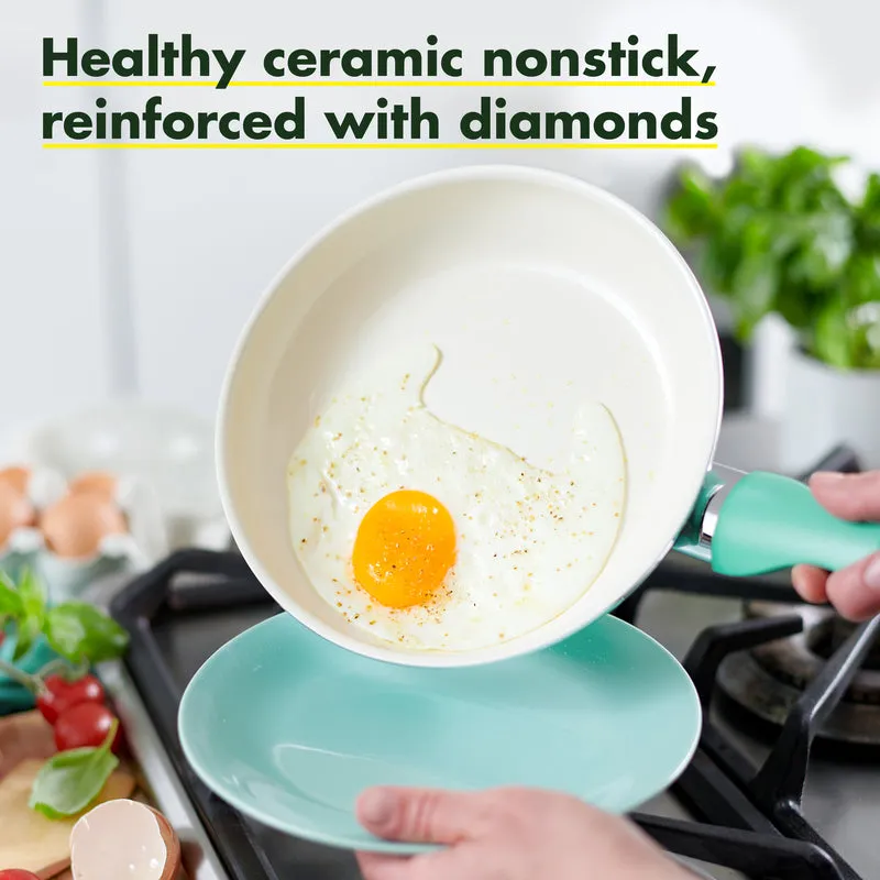 GreenPan Rio Ceramic Coated Aluminum Fry Pan 7 in. Turquoise