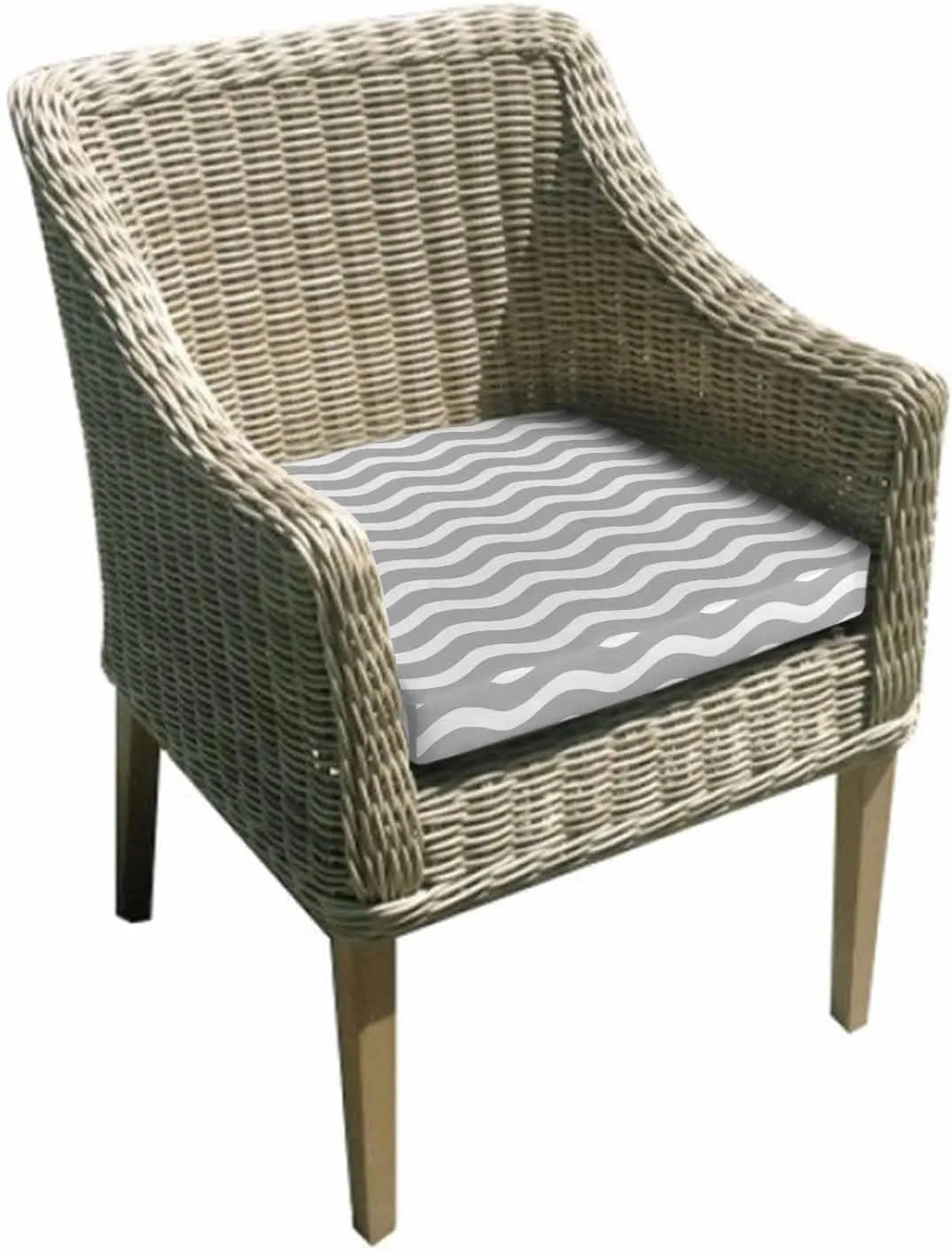 Grey Moire Ombre Outdoor Cushion Chair Cover Set of 2 - Waterproof Couch Seat Covers, Water Ripple Stripe Farmhouse Patio Furniture Protector Cushions Slipcovers for Sofa/RV, 22"x20"x4"