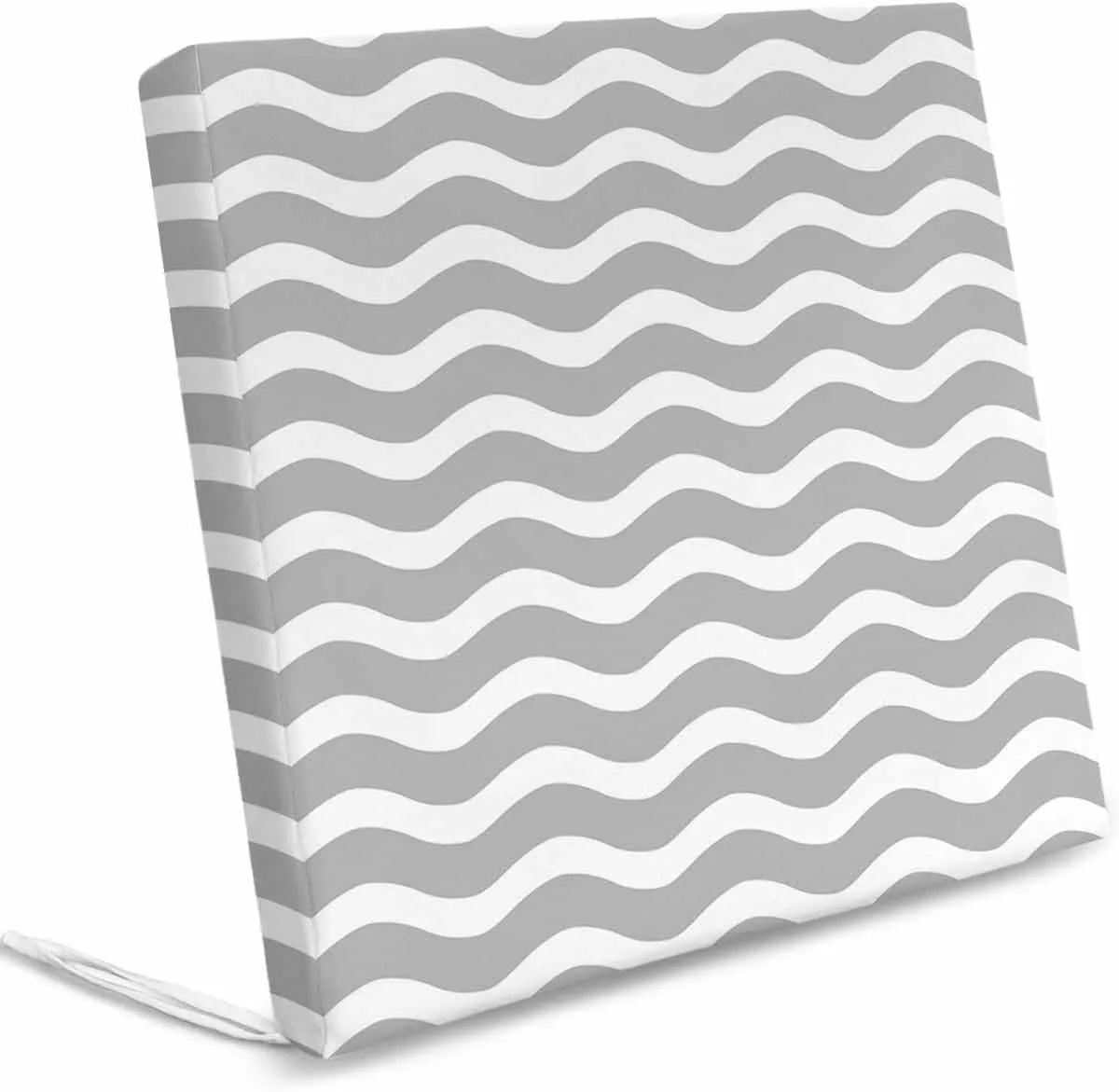 Grey Moire Ombre Outdoor Cushion Chair Cover Set of 2 - Waterproof Couch Seat Covers, Water Ripple Stripe Farmhouse Patio Furniture Protector Cushions Slipcovers for Sofa/RV, 22"x20"x4"