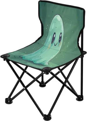 Halloween Green Cute Spectre Portable Outdoor Folding Chair Anti-Slip Padded Oxford Cloth Stool Camping Chair Small for Beach Hiking Fishing Gardening Quad Camp Chair
