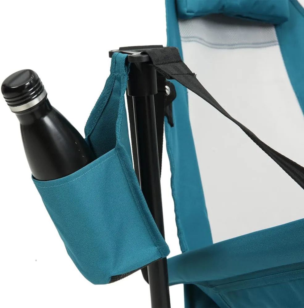 Hammock Camping Chair, Folding Portable Rocking Chair, Aluminum Alloy Adjustable Back Swinging Chair with Pillow Cup Holder, Recliner with Carry Bag for Outdoor Travel Lawn Backyard, Blue (2pcs)