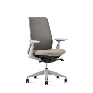 Haworth Soji Office Chair with Ergonomic Adjustments, Flexible Mesh Back (Stone)