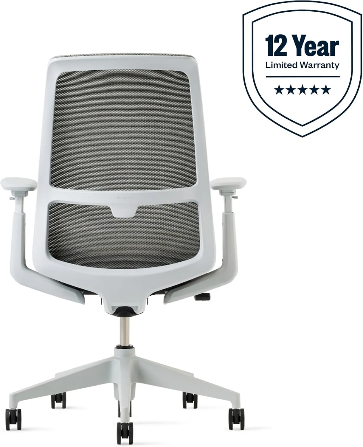 Haworth Soji Office Chair with Ergonomic Adjustments, Flexible Mesh Back (Stone)