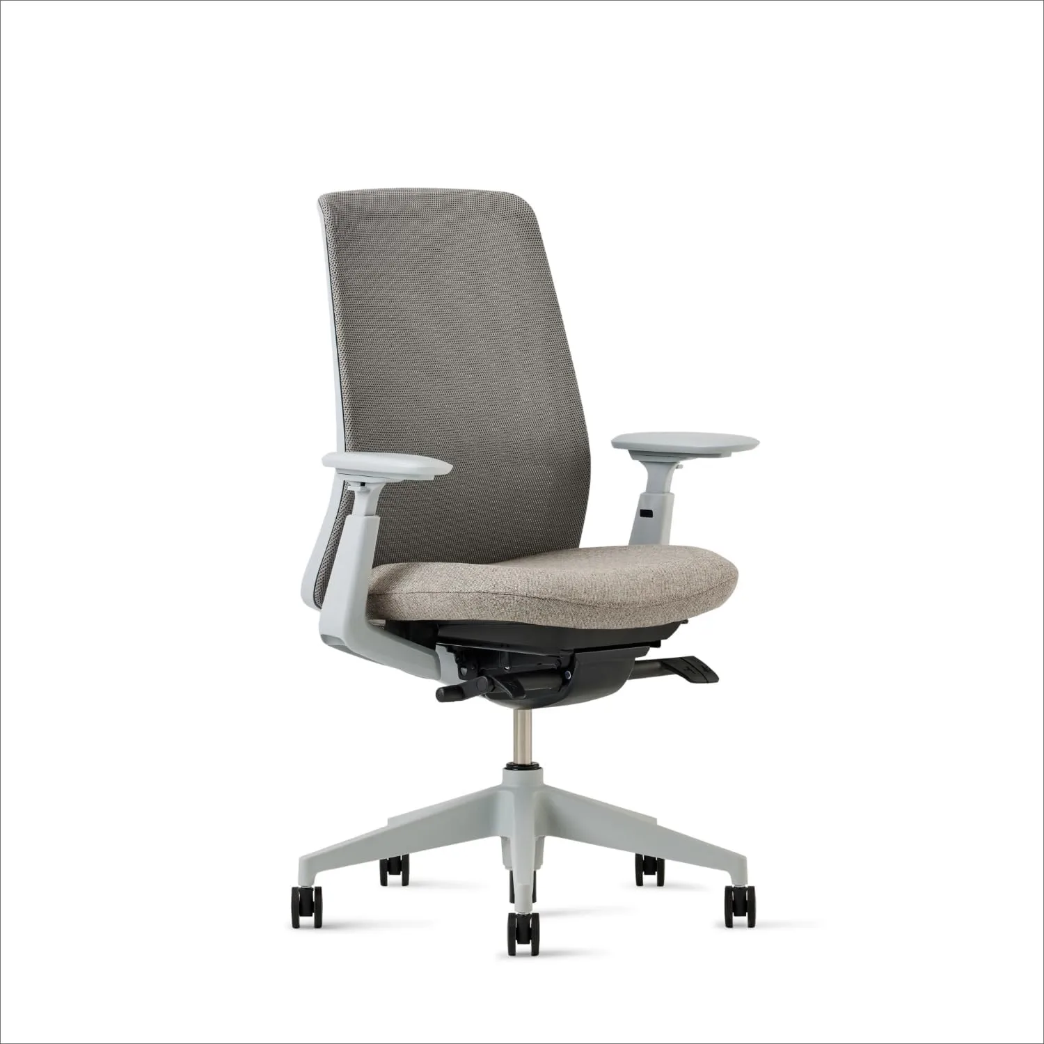 Haworth Soji Office Chair with Ergonomic Adjustments, Flexible Mesh Back (Stone)