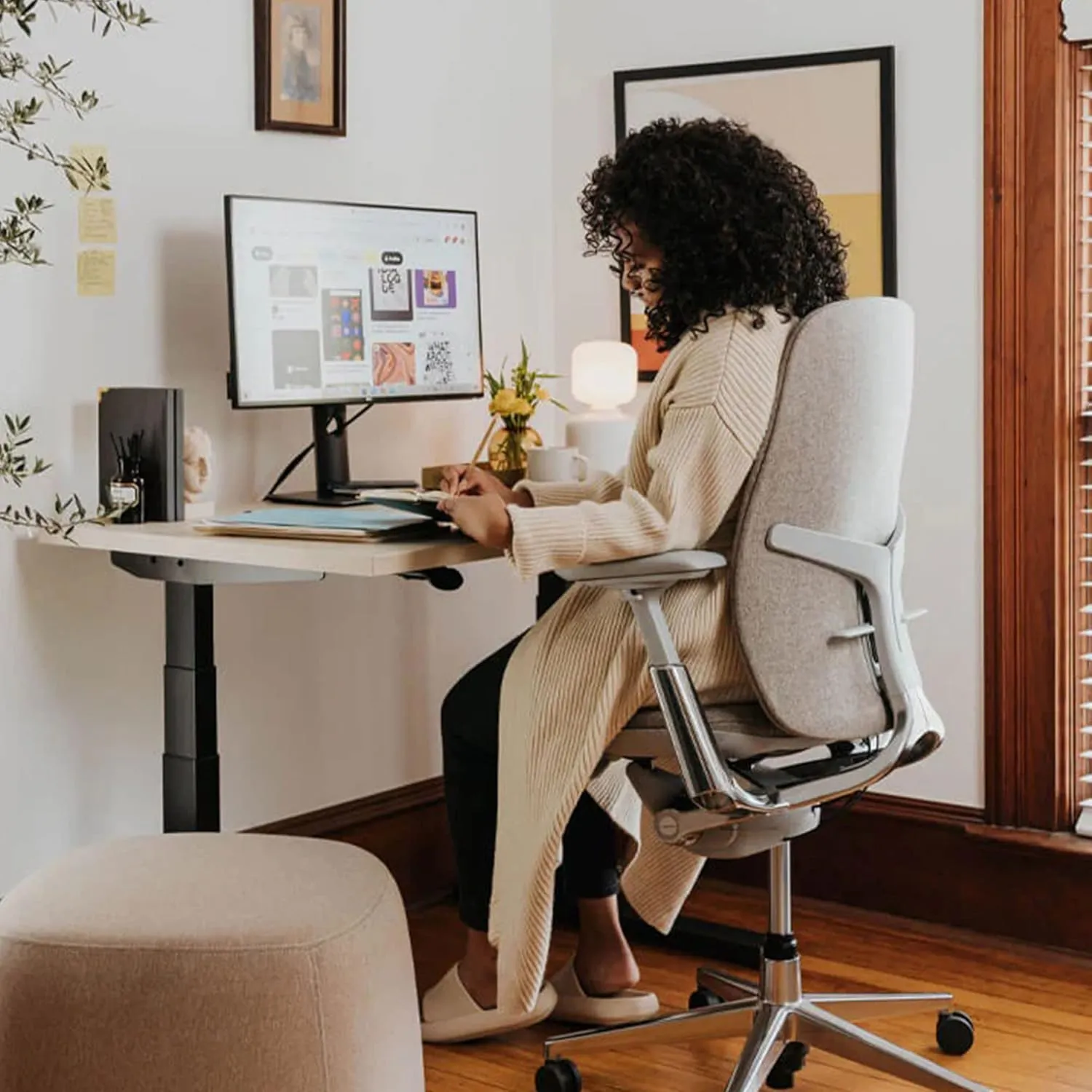 Haworth Zody Upholstered Dual Posture Desk Chair - Stylish and Ergonomic Office Chair with Lumbar Support (Fog)