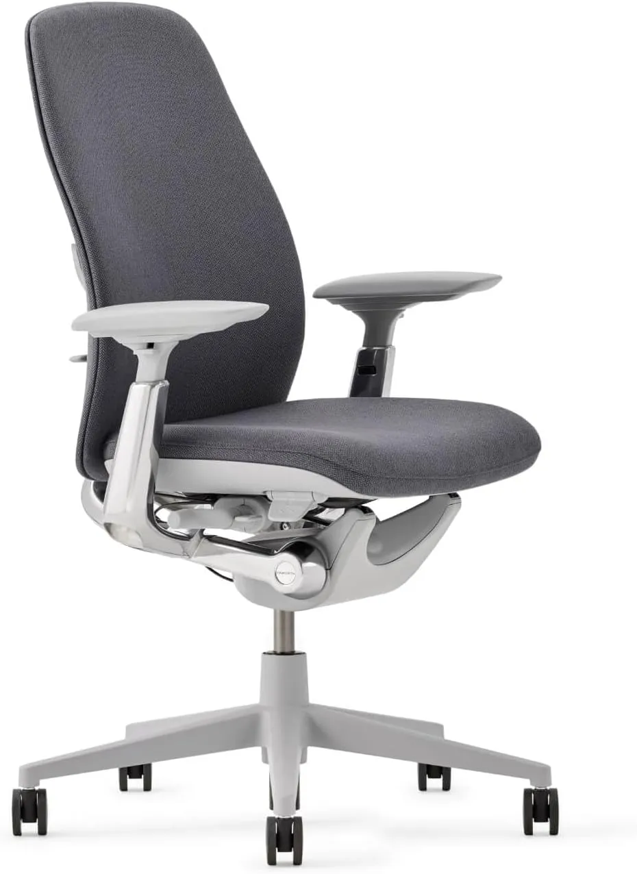 Haworth Zody Upholstered Dual Posture Desk Chair - Stylish and Ergonomic Office Chair with Lumbar Support (Steel)