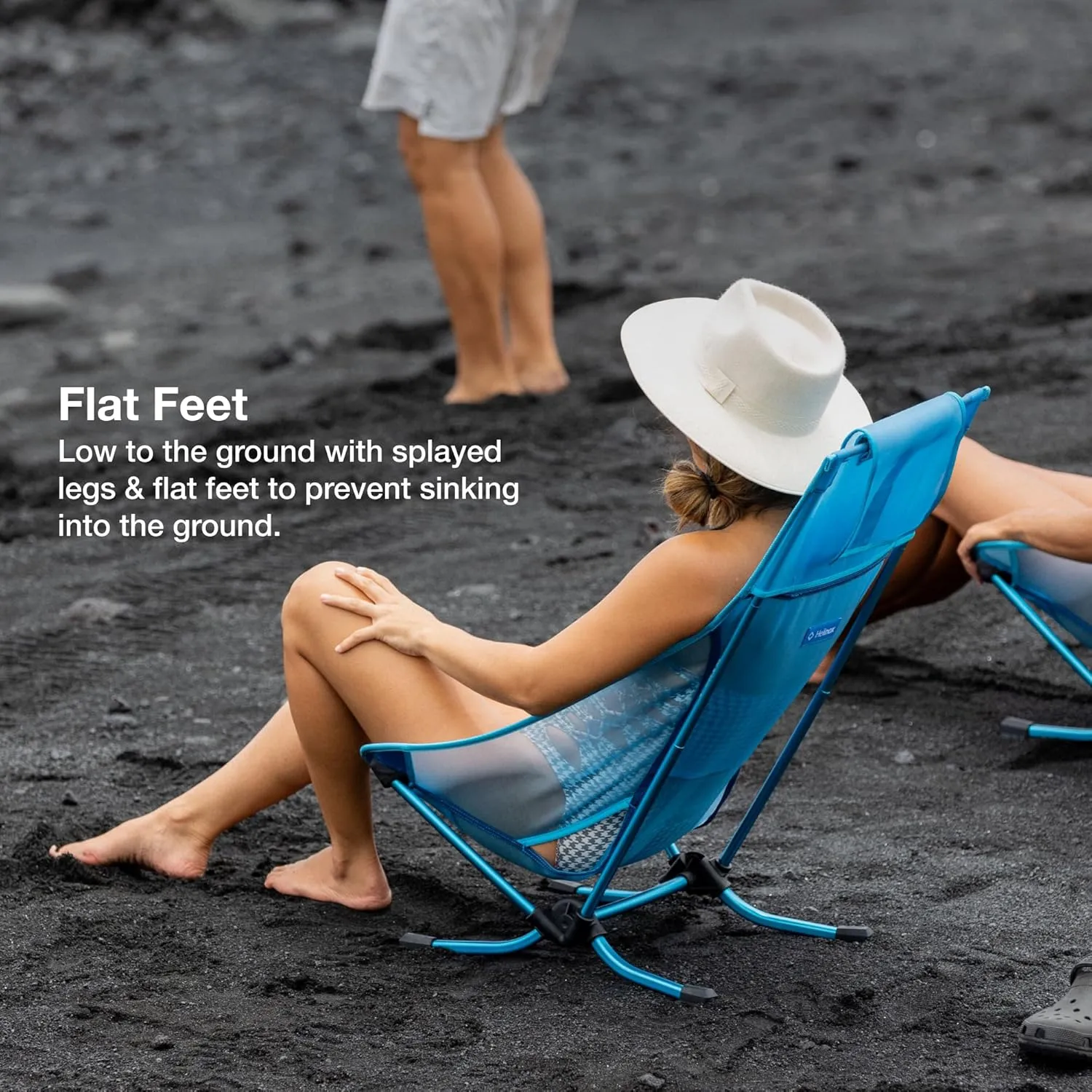 Helinox Beach Chair Lightweight, Lower-Profile, Compact, Collapsible Camping Chair, Flame Multiblock, with Pockets