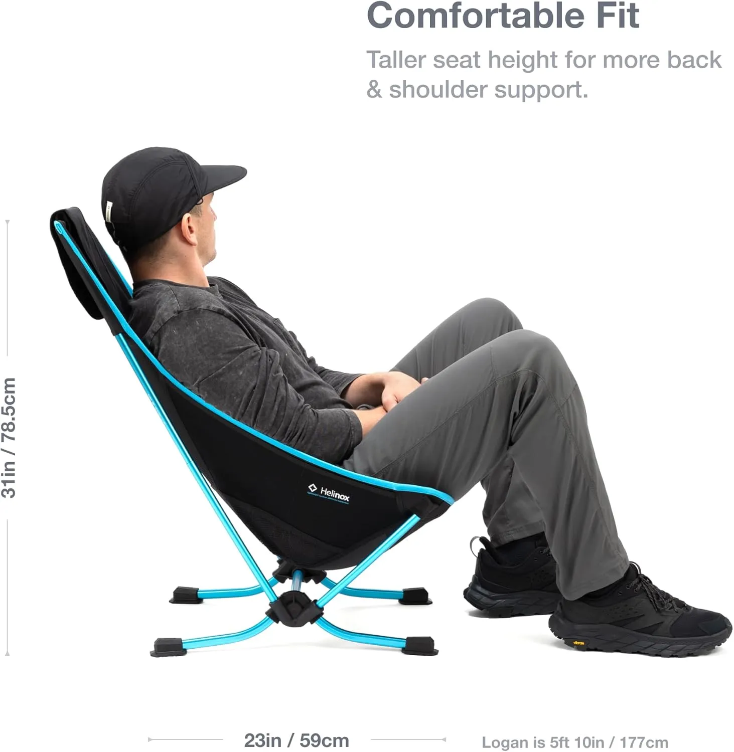 Helinox Beach Chair Lightweight, Lower-Profile, Compact, Collapsible Camping Chair, Flame Multiblock, with Pockets
