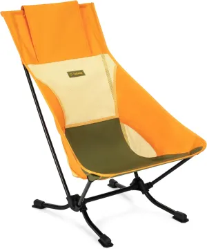 Helinox Beach Chair Lightweight, Lower-Profile, Compact, Collapsible Camping Chair, Flame Multiblock, with Pockets