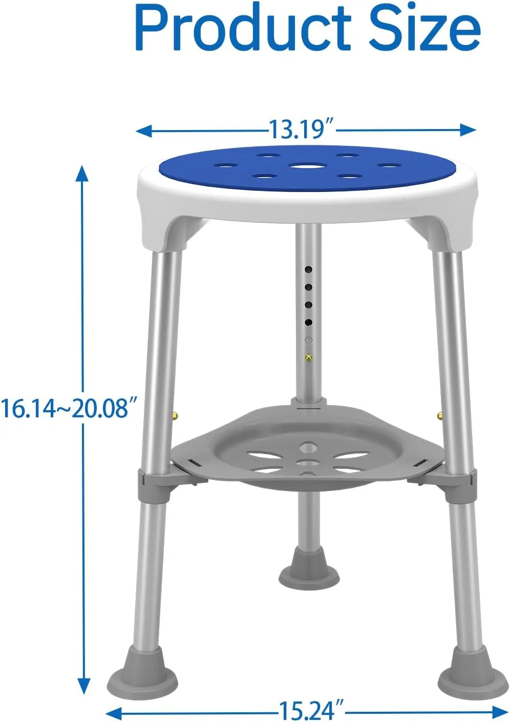 Hercules Series Aluminum Bath and Shower Chair with Adjustable Height, Anti-Slip Medical Chair, 300 lb. Static Weight Capacity, Gray