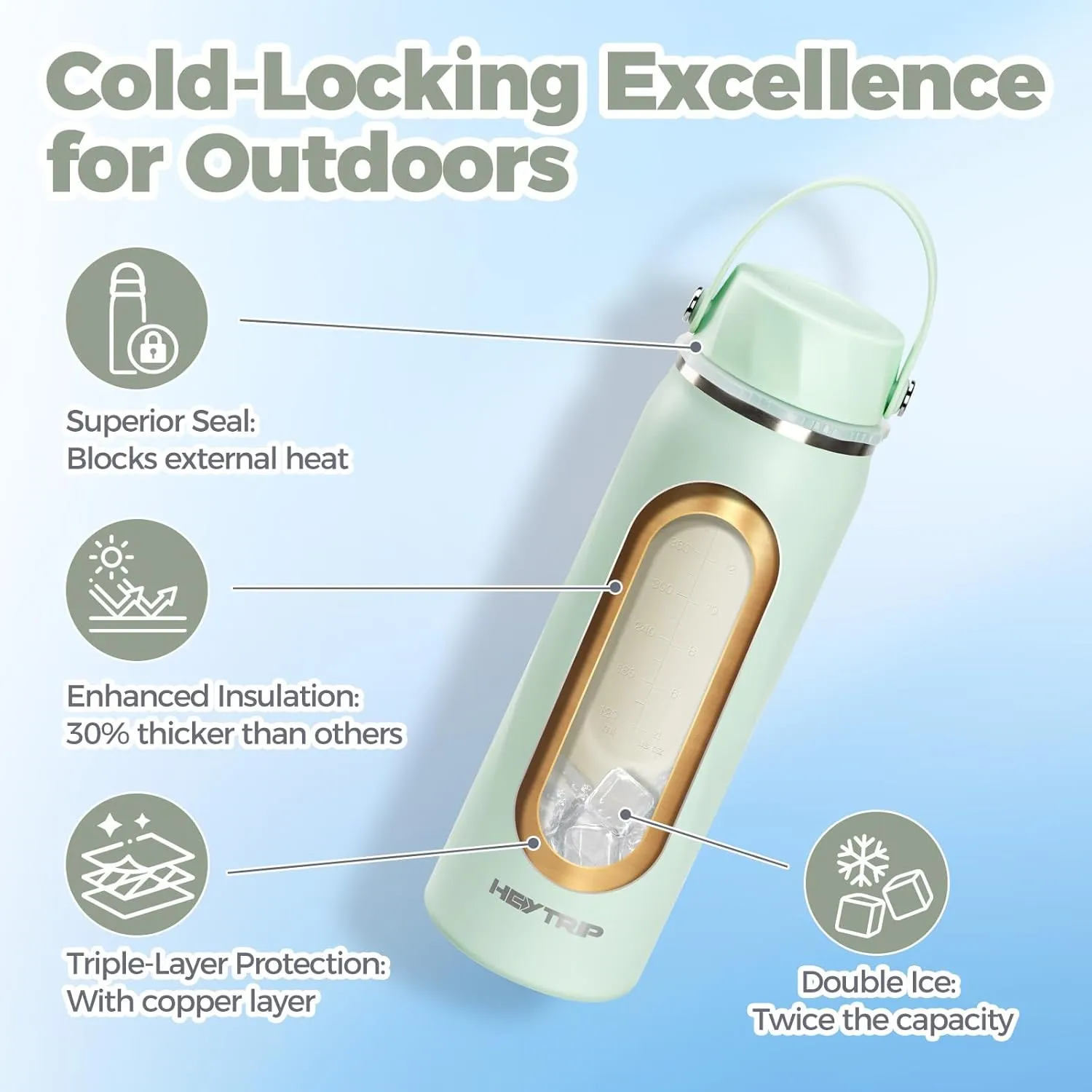 HEYTRIP Vacuum Insulated Breastmilk Cooler Bottle, 20oz Stainless Steel Portable Breastmilk Chiller, Reusable Storage Container Keeps Milk Fresh for 36  Hours, TSA Approved, Mint Green