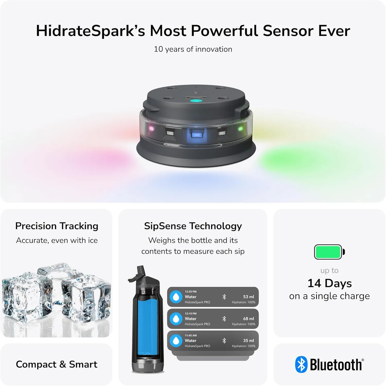 Hidrate Spark PRO Smart Water Bottle – Insulated Stainless Steel – Tracks Water Intake with Bluetooth, LED Glow Reminder When You Need to Drink – Straw Lid, 32oz, Brushed Steel