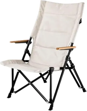 High Back Camping Chairs Aluminum Frame Picnic Comfortable Folding Chair with Wooden Armrests Mesh Pocket