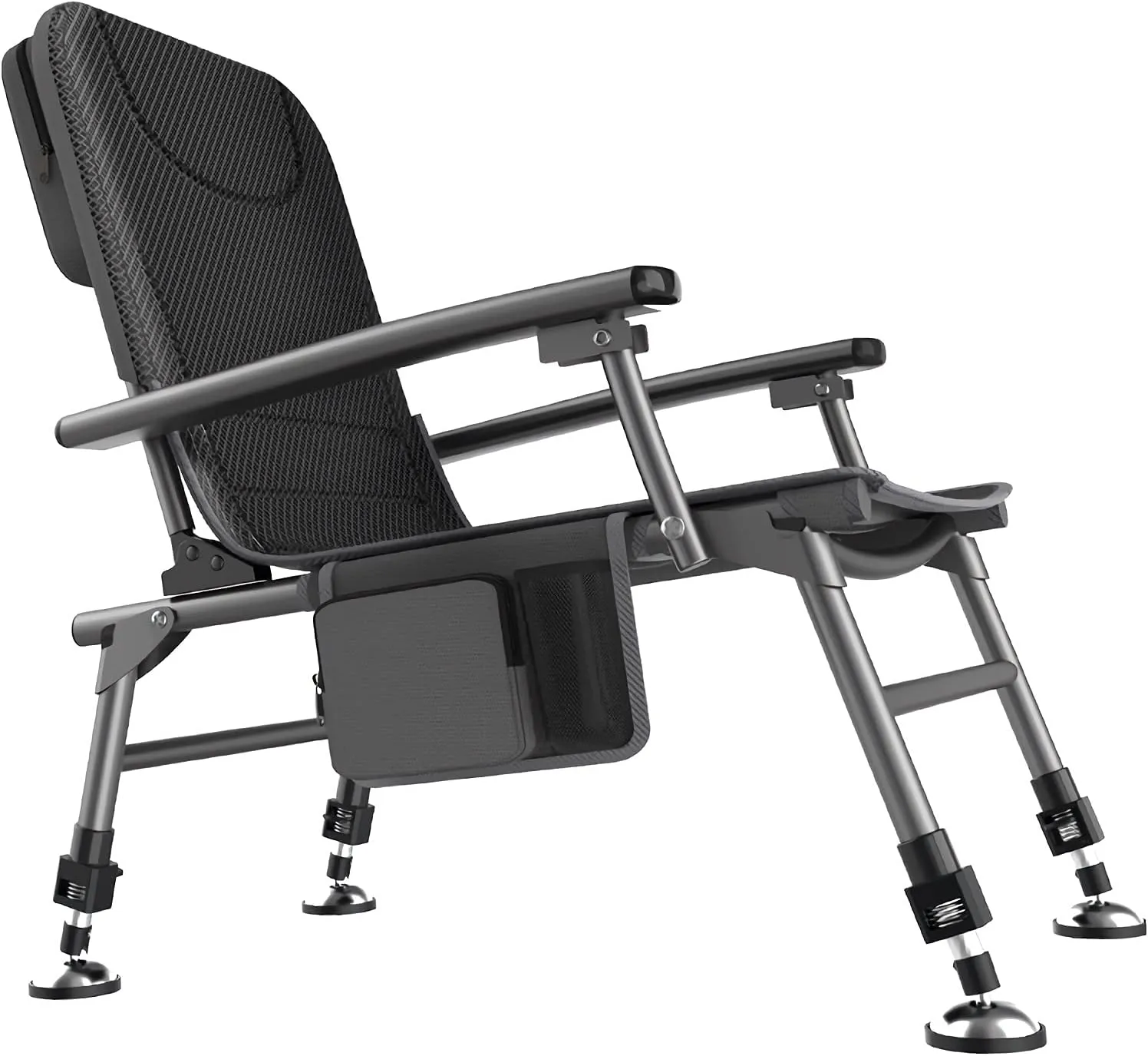 High Back Chair Folding Lounge Chair with Storage Bag Backpack Lift Legs Wild Fishing Chairs for Outdoor Camping Beach Recliner Hold Up 550 lbs Camping Chair