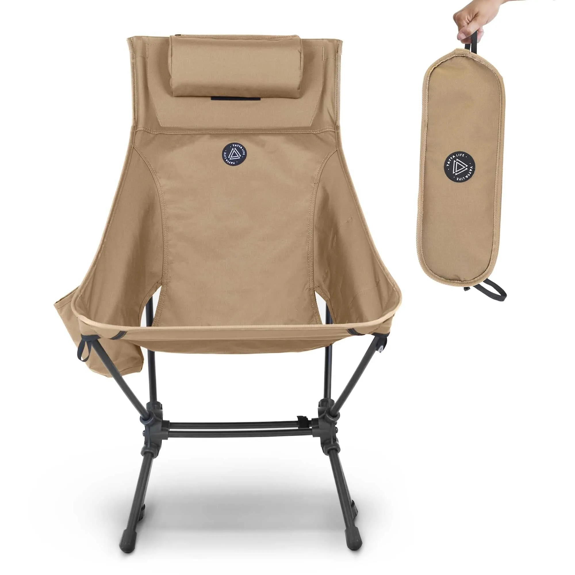 High Back Ultralight Folding Camping Chairs with Storage Pouches