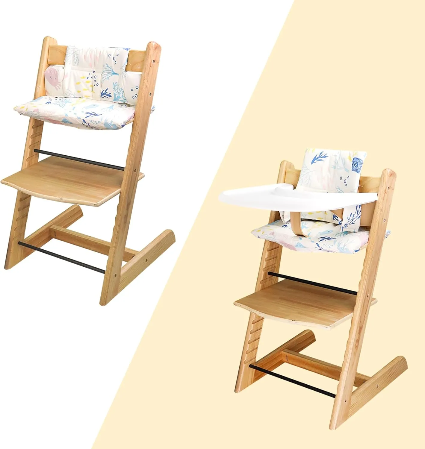 High Chair Cushion, Soft and Comfortable for Tripp Trapp High Chair Cushion, with Two High Chair Placemat, for Tripp Trapp Cushion Set Makes It More Comfortable for Baby (Ocean Animal)