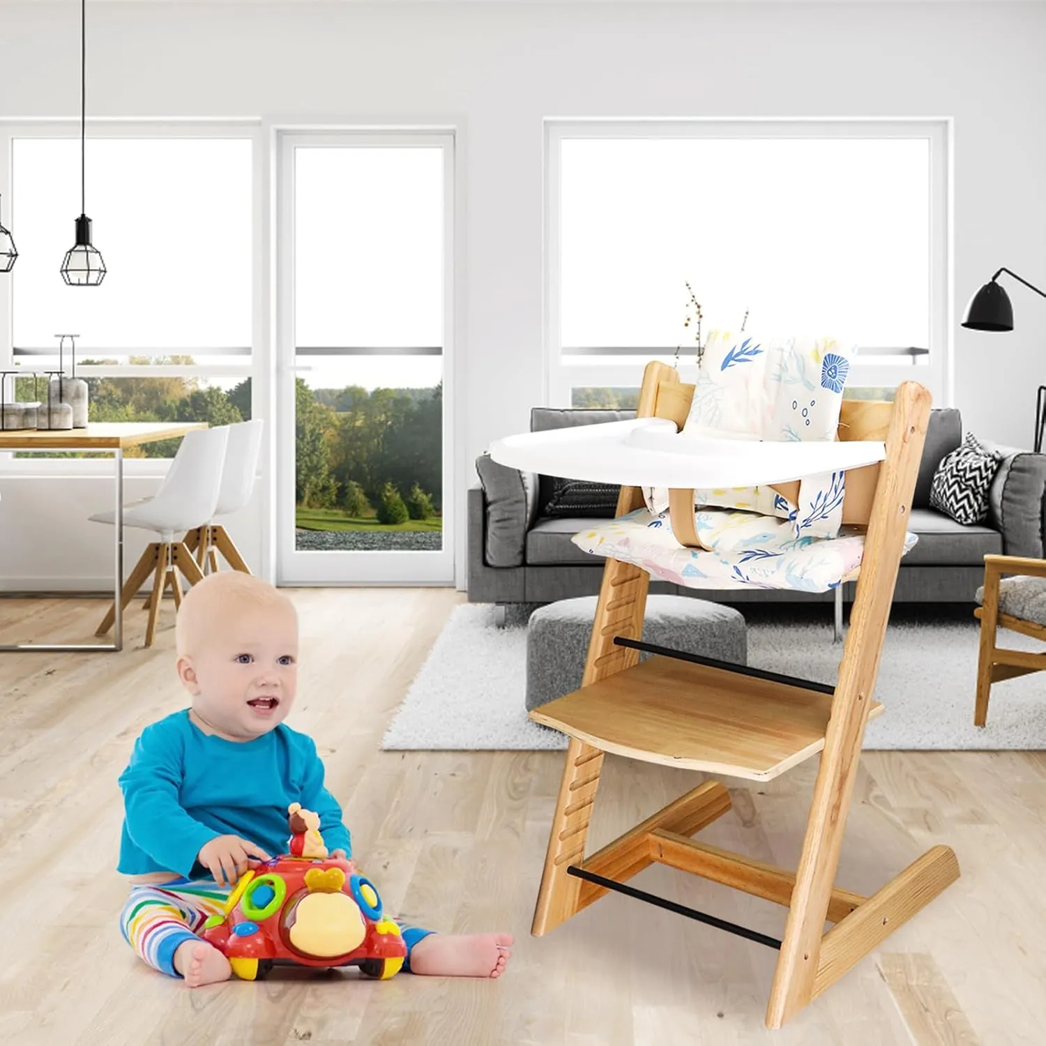 High Chair Cushion, Soft and Comfortable for Tripp Trapp High Chair Cushion, with Two High Chair Placemat, for Tripp Trapp Cushion Set Makes It More Comfortable for Baby (Ocean Animal)