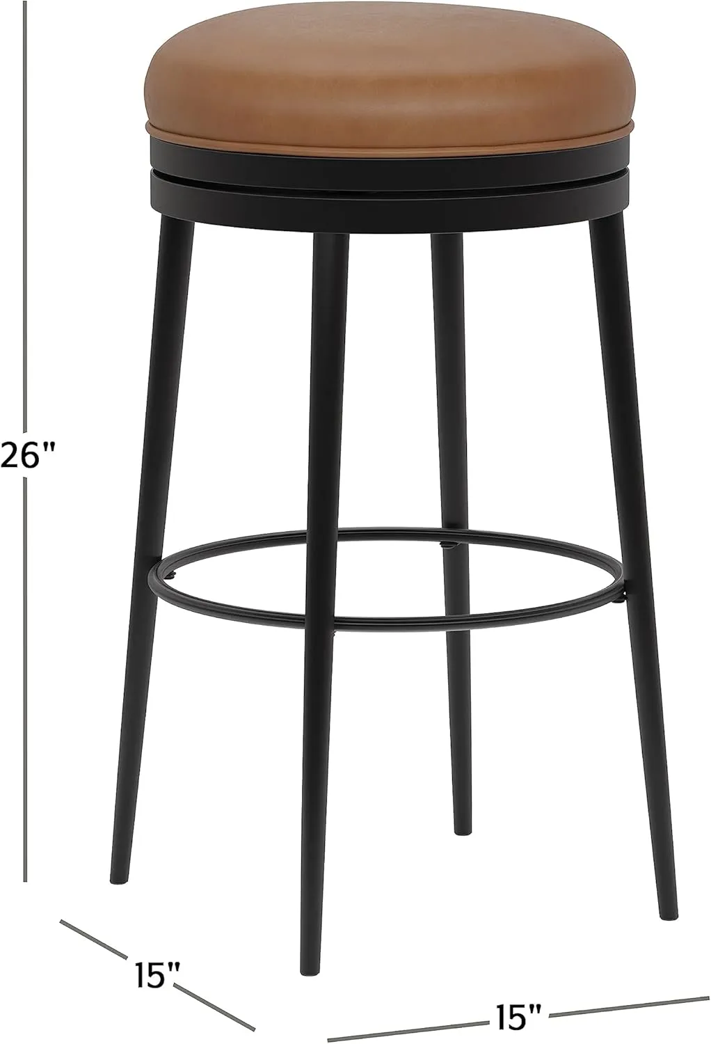 Hillsdale, Aubrie Metal Counter Height Swivel Stool, Matte Black