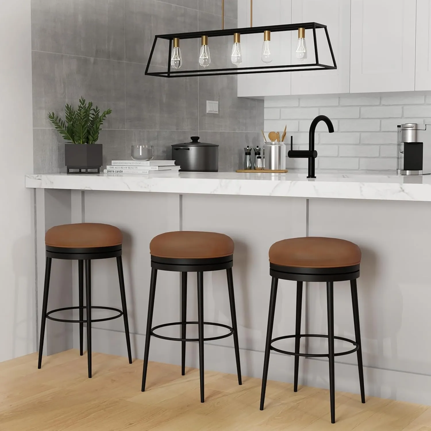 Hillsdale, Aubrie Metal Counter Height Swivel Stool, Matte Black