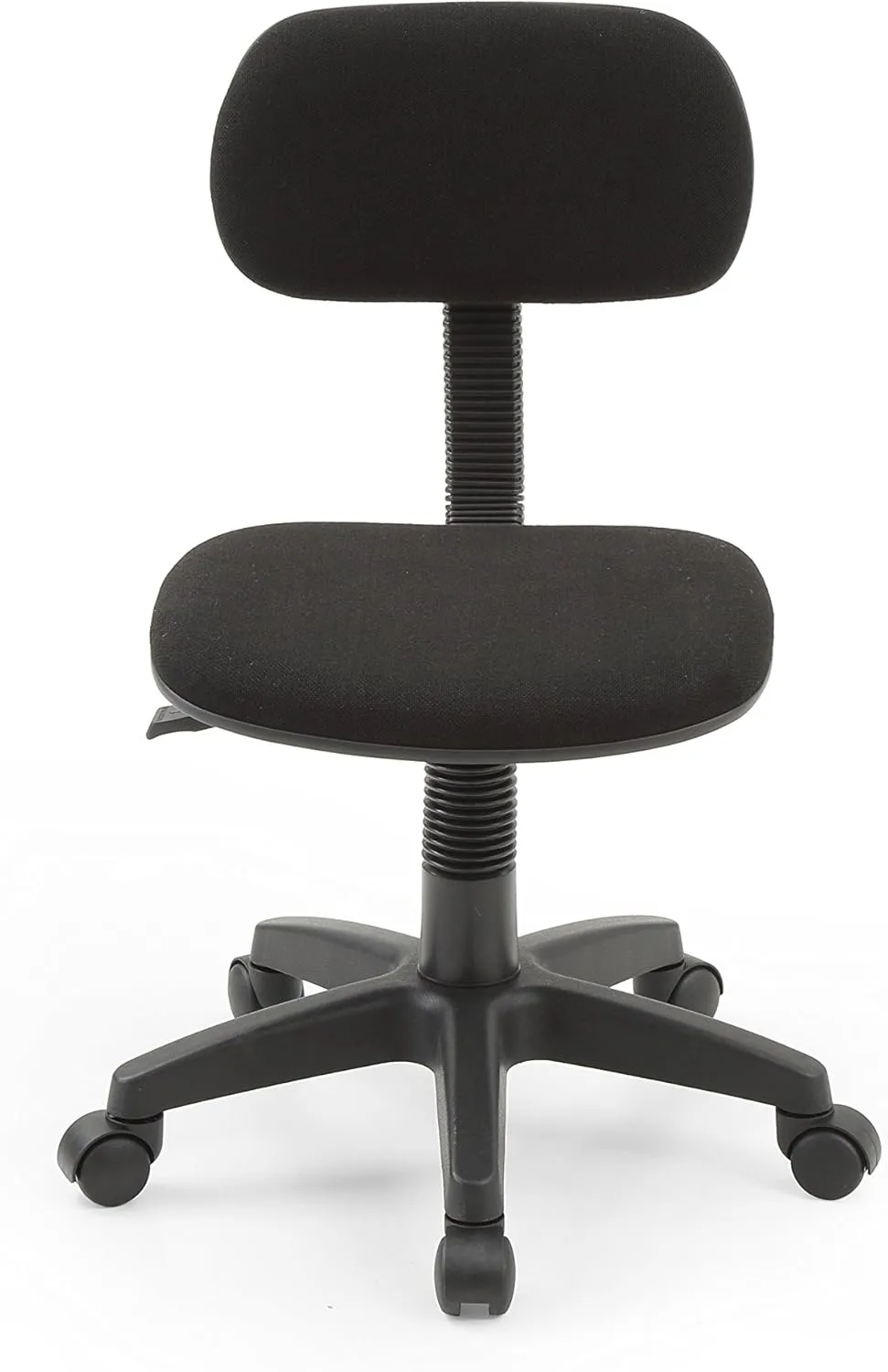 Hodedah Armless, Low-Back, Adjustable Height, Swiveling Task Chair with Padded Back and Seat in Black