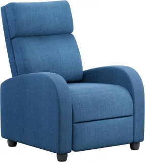 Homall Recliner Chair, Recliner Sofa for Adults, Recliners Home Theater Seating with Lumbar Support, Reclining Sofa Chair for Living Room (Fabric, Blue)