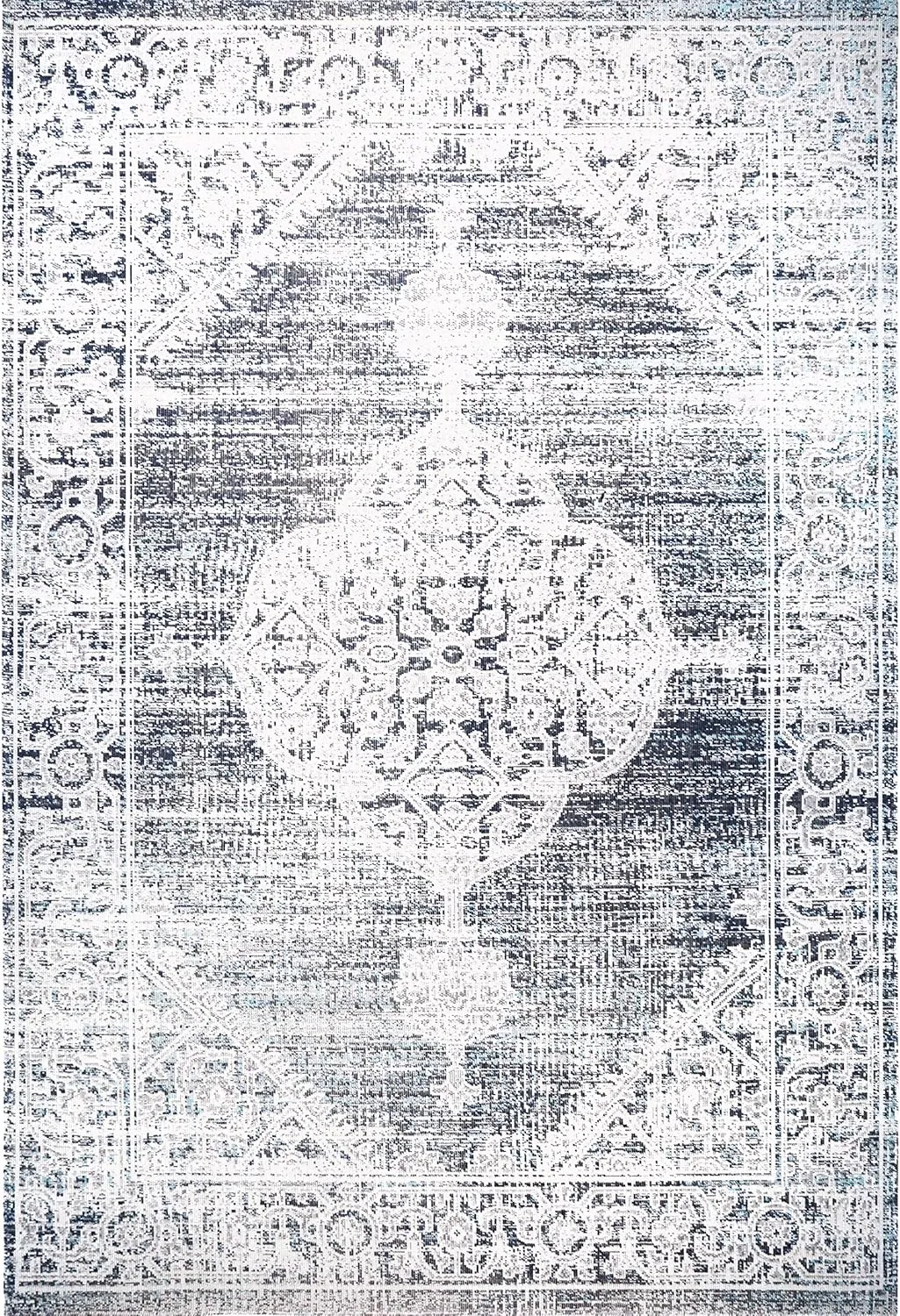 Home Dynamix Nicole Miller Patio Sofia Magnolia Indoor/Outdoor Area Rug 5'3"x7'2", Distressed Medallion Navy Blue/Ivory