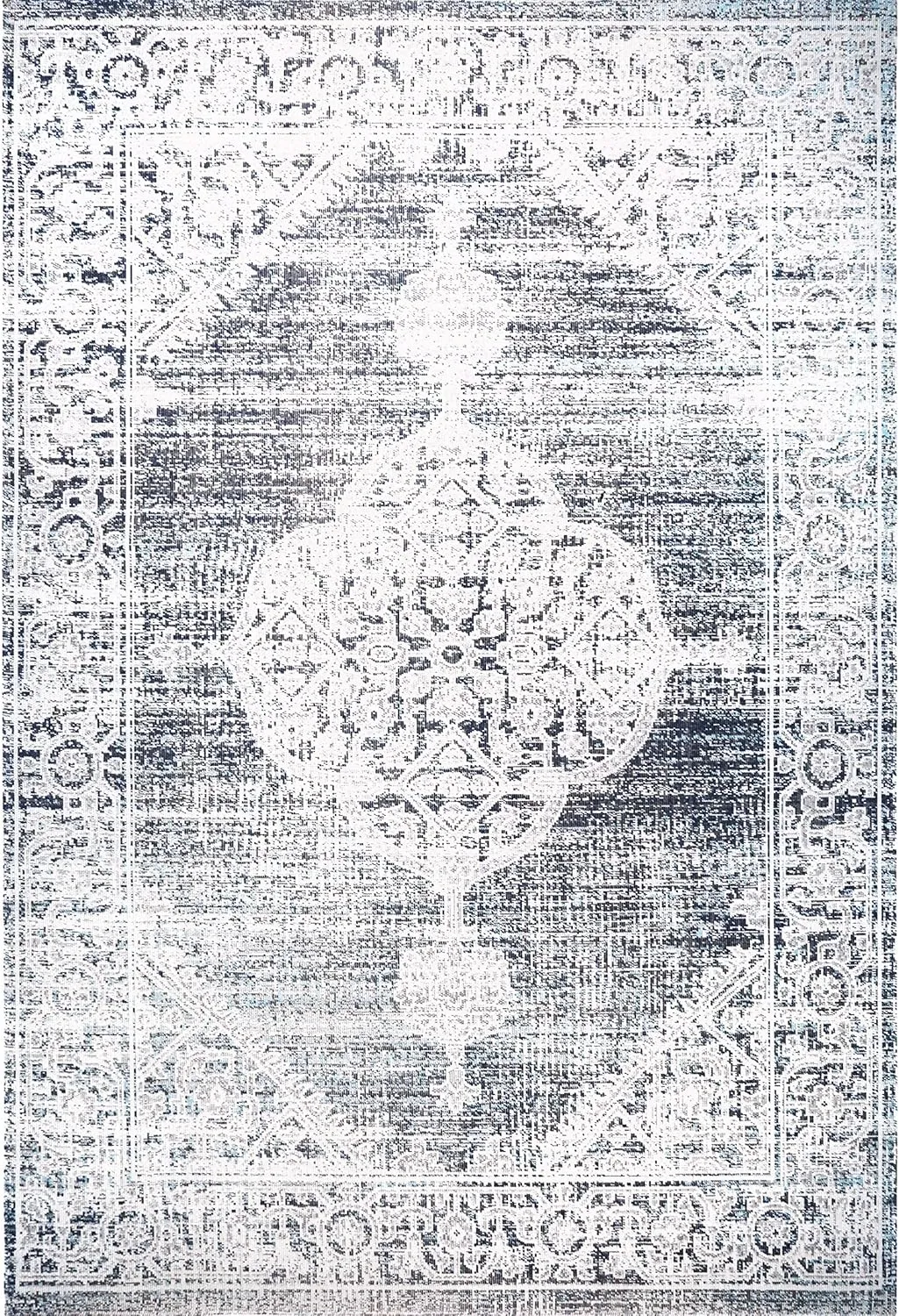 Home Dynamix Nicole Miller Patio Sofia Magnolia Indoor/Outdoor Area Rug 5'3"x7'2", Distressed Medallion Navy Blue/Ivory