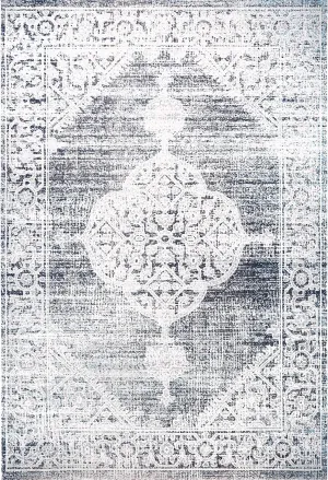 Home Dynamix Nicole Miller Patio Sofia Magnolia Indoor/Outdoor Area Rug 5'3"x7'2", Distressed Medallion Navy Blue/Ivory