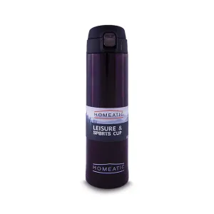 Homeatic Steel Water Bottle with Snap Button 500ml