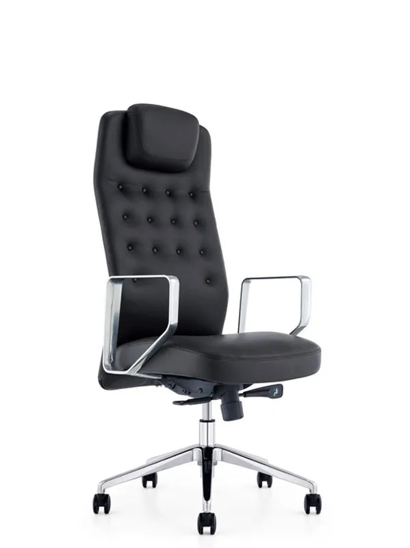 HOMEROOTS 51" Black Plastic And Aluminum High Back Office Chair