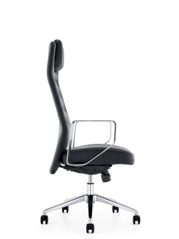 HOMEROOTS 51" Black Plastic And Aluminum High Back Office Chair