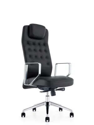 HOMEROOTS 51" Black Plastic And Aluminum High Back Office Chair