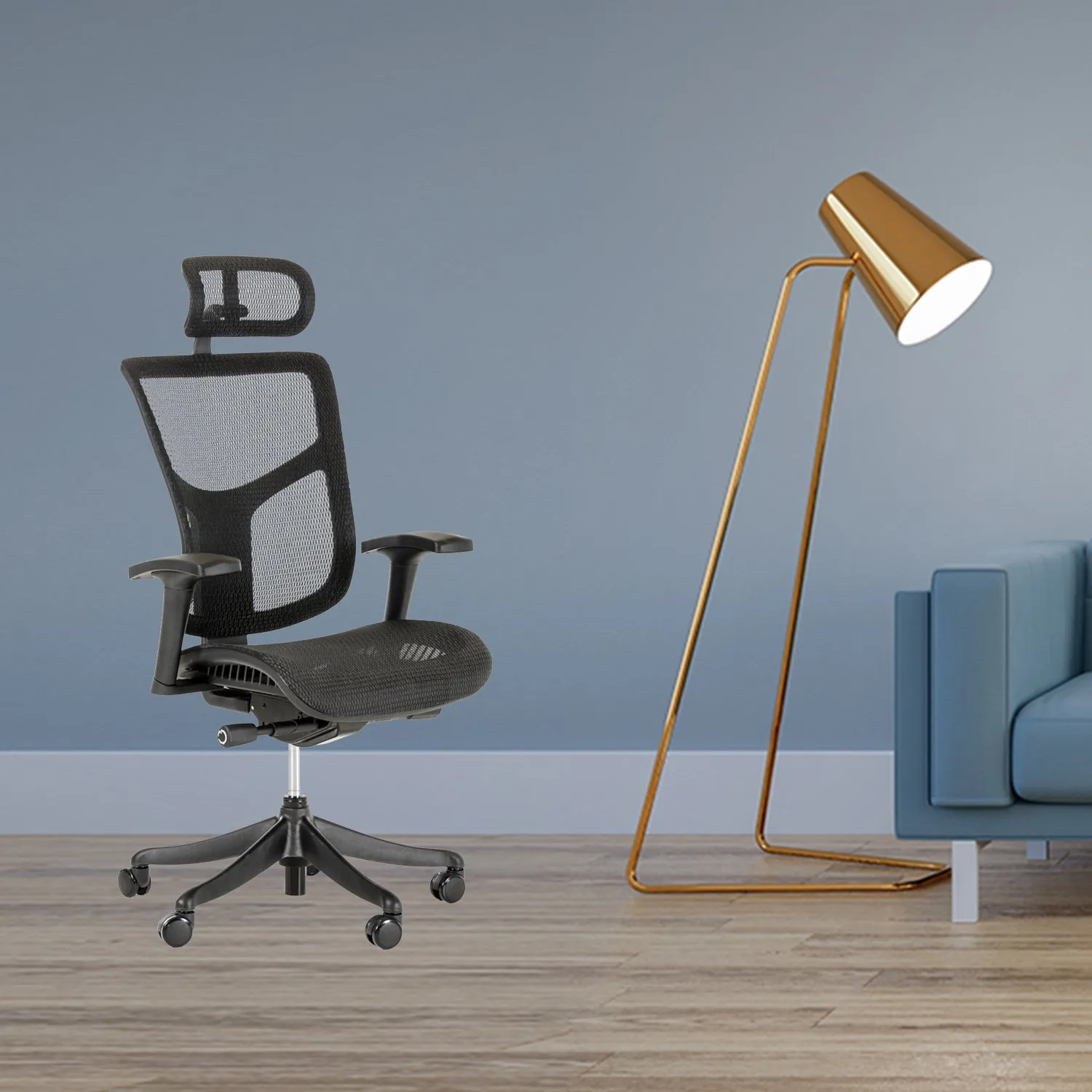 HOMEROOTS 52" Black Plastic And Aluminum Office Chair