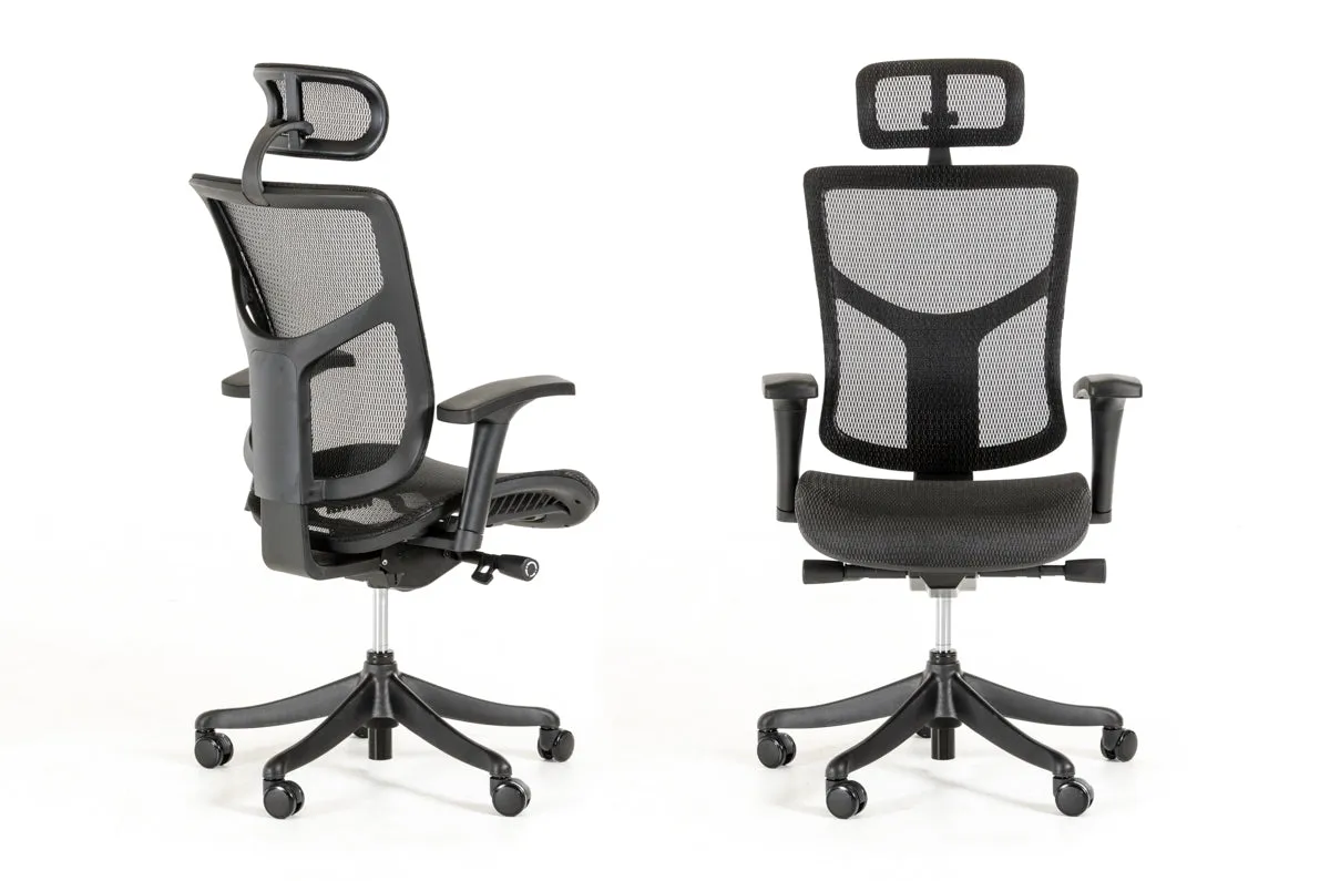 HOMEROOTS 52" Black Plastic And Aluminum Office Chair