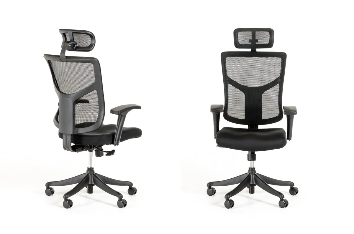 HOMEROOTS 52" Black Plastic And Aluminum Office Chair