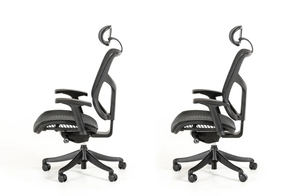 HOMEROOTS 52" Black Plastic And Aluminum Office Chair